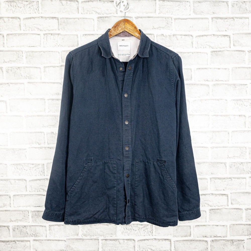 Norse Projects Men's Navy Blue Casual Button-Down Shirt Jacket